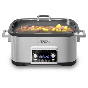 Heynemo Programmable 8 Quart Slow Cooker, 12 in 1 Multi-Cooker Food Warmer with Digital Timer & Temp Control, Stainless Steel - 1 of 4