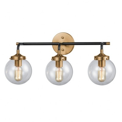 Elk Home Boudreaux 3 - Light Vanity in  Matte Black/Antique Gold