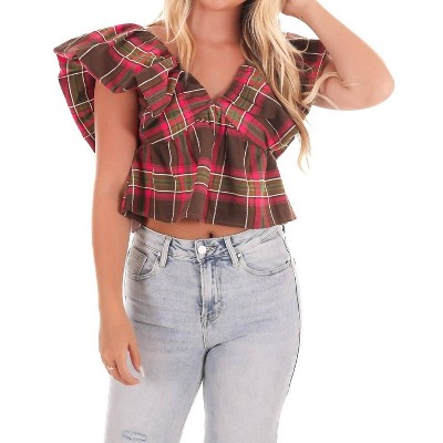 Women's Rustic Retreat Plaid Babydoll Top - day + moon