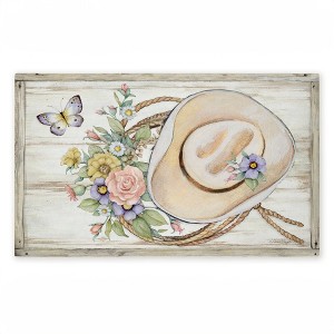 Stupell Industries Shabby Chic Floral Cowboy Hat Printed Outdoor Door Mat, design by Susan Winget, 18"x30" - 1 of 4