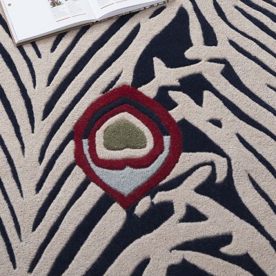 Blue and Ivory Hand-Tufted Wool Area Rug, 7'6" x 9'6"