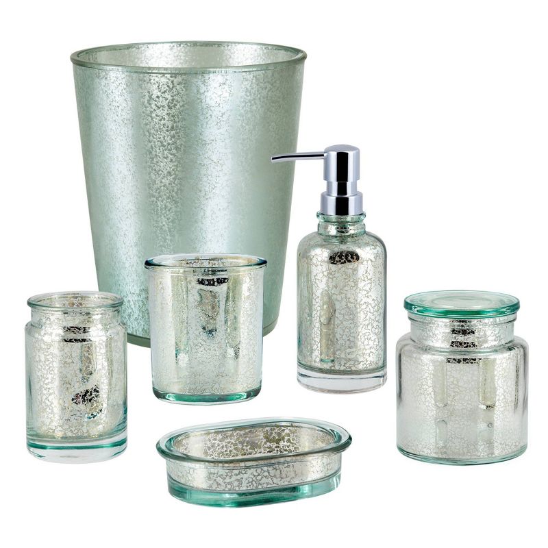 3pc Athena Lotion Pump/Toothbrush Holder/Tumbler Set Blue/Silver - Allure Home Creations, 5 of 9