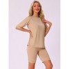 INSPIRE CHIC Women's Summer Pajamas Short Sleeve T-Shirt with Bodycon Shorts Workout Lounge Sets - 2 of 4