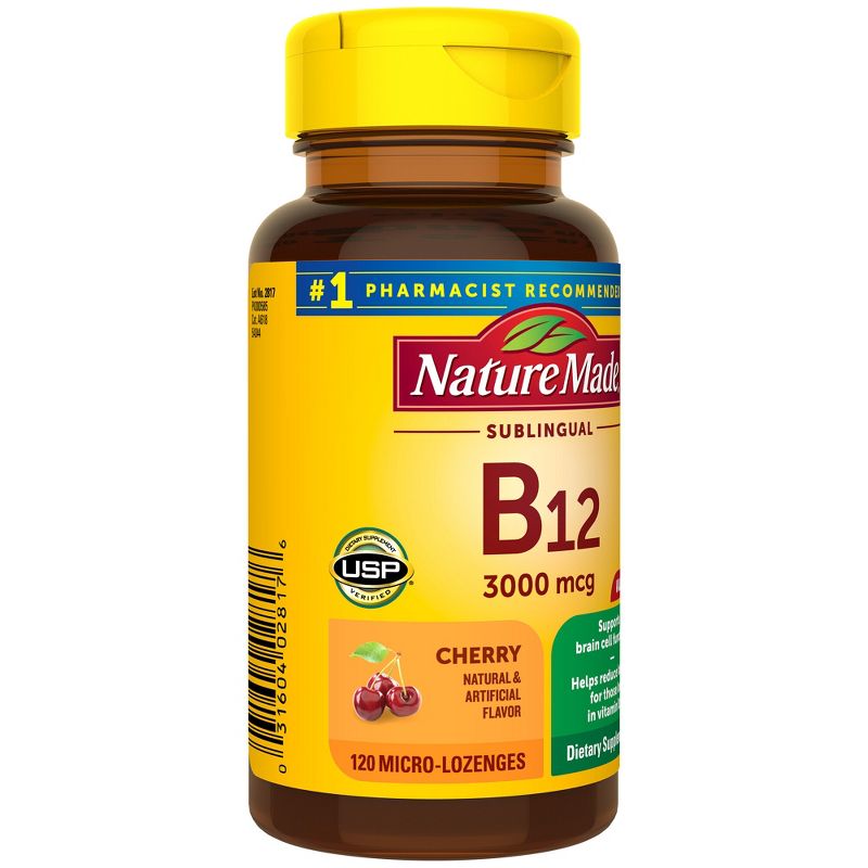Nature Made Vitamin B12 Sublingual 3000 mcg, Energy Metabolism Support Lozenges - 120ct, 5 of 12