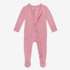Infant Dusty Rose Footie Ruffled Zippered One Piece - Posh Peanut - 3 of 4