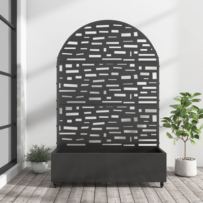 Black Wrought Iron Arch Planter with Climbing Rack (Gerald Wide Street)