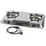 XtremepowerUS Deluxe Propane Gas Range Stove 2 Burner Cooktop Auto Ignition Camping, Stainless Steel