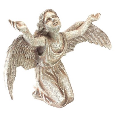 Off-White Resin Angel Statue with Feathered Wings