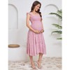 Coolmee Womens Maternity Dress Summer Sleeveless Smocked Square Neck Ruffle Casual Boho Midi Dress Baby Shower Photoshoot - 4 of 4