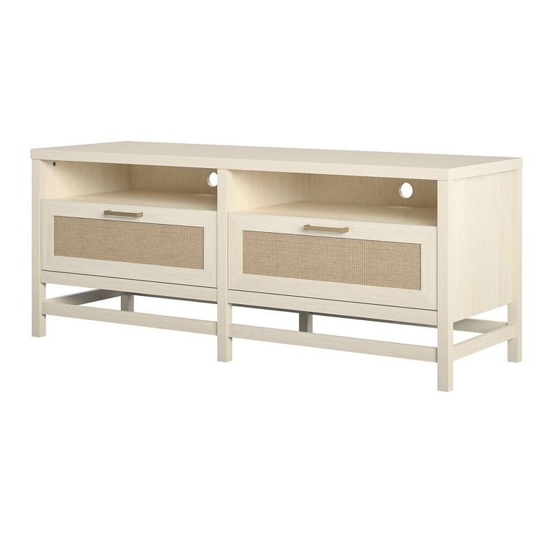 Latta TV Stand for TVs up to 60&#34; with Faux Rattan Ivory Oak - Room &#38; Joy, 1 of 12