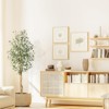 Olive Trees Artificial Indoor, Tall Faux Silk Plant White Planter, Fake Olive Trees with Natural Wood Trunk and Green Fake Moss for Home Office Decor - 2 of 4