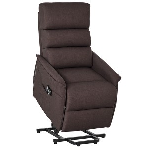 Power Lift Chair with Vibration Massage, Fabric Upholstered Recliner for Elderly with Remote Control and Side Pockets, Brown - 1 of 4