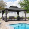 PURPLE LEAF Outdoor Gazebo Aluminum Frame Galvanized Steel Double Roof Patio Hardtop Gazebo with Curtains and Netting for Patio Lawn and Garden - 2 of 4