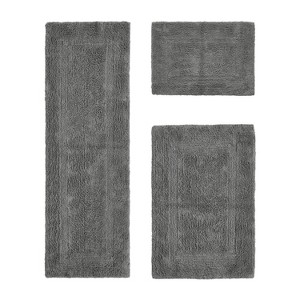 Lux Premium 100% Cotton  Ultra-Soft Tufted Solid Reversible 3 Piece Bath Rug Set, Water-Absorbent, Durable, Machine Washable Bathroom Rug - 1 of 4