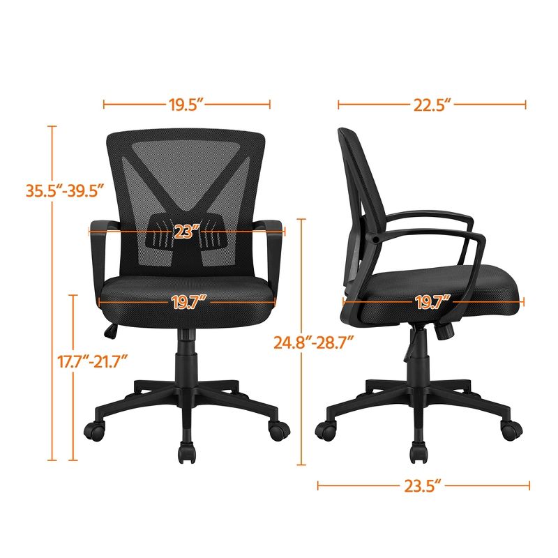 Yaheetech Office Desk Chair Computer Task Chair with Lumbar Support and Armrest, 4 of 14