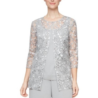 Women's 3/4 Sleeve Embroidered Twinset - Alex Evenings