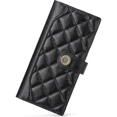 BEAFUP Women PU Leather Wallet,Large Capacity Bifold RFID Blocking Card Holder with ID Window with Zipper Coin Pocket