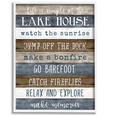 Stupell Industries Life Is Simple Lake House List Framed Giclee Art