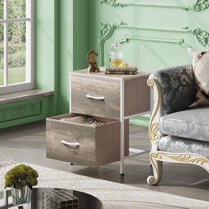 2 Drawer Nightstand for Bedroom, Small Bedside Furniture, Night Stand, End Table with Fabric Bins for Bedroom, Closet, Entryway - 1 of 4
