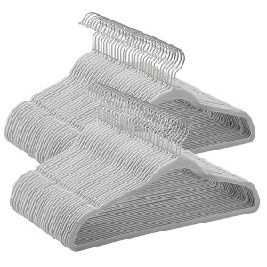 Velvet Hangers 60 Pack, Non-Slip Clothes Hangers with Silver-Colored Swivel Hooks, Slim Space-Saving for Closet, Heavy-Duty - 1 of 4