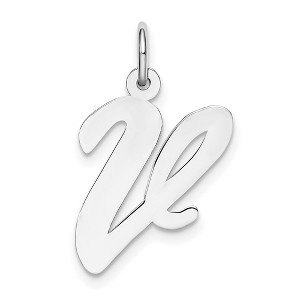 Black Bow Jewelry Sterling Silver Madison Collection LG Classic Script Initial V Pendant - 1 of 4