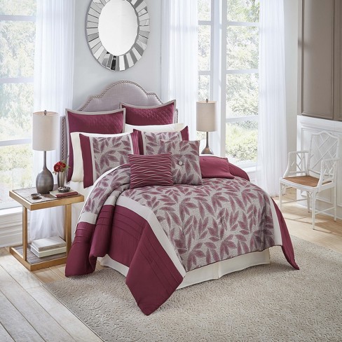 Burgundy Mercer Floral Comforter Set 7pc Vue Target