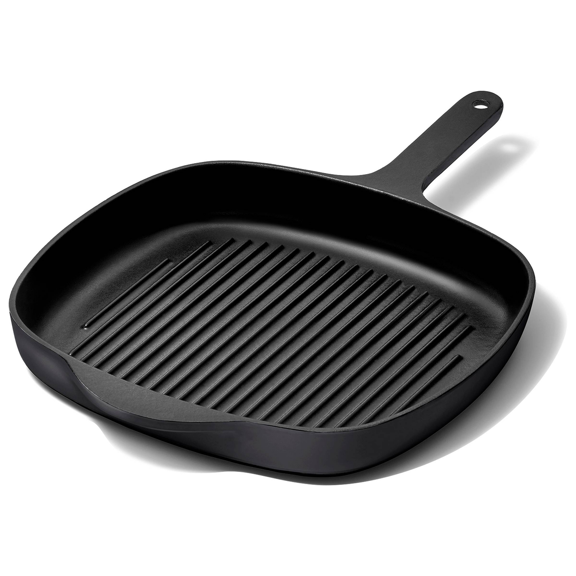 Caraway Home Enameled Cast Iron Grill Pan Charcoal: Electric & Gas Compatible, 16.5"x10.5", Enamel Surface, 6.3 lbs