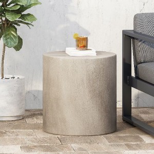 CAVINAS Modern Geometric Shape Patio End Table, Outdoor End Tables, Outdoor Lightweight Concrete Side Table, Minimalist Outdoor Side Table - 1 of 4