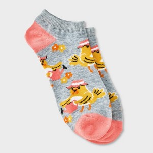 Women's Gardening Chick Low Cut Socks - Heather Gray/Peach 4-10: Recycled Polyester, Animal Icon Pattern - 1 of 3