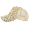 Anna-Kaci Women's Sparkly Sequin Baseball Cap Messy Low Bun Ponycap Velvet Mesh Trucker Hat - 3 of 4