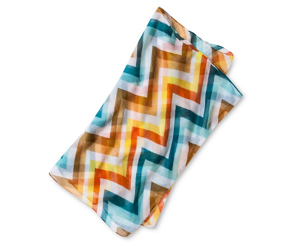 Women's Chevron Print Infinity Scarf - Brown