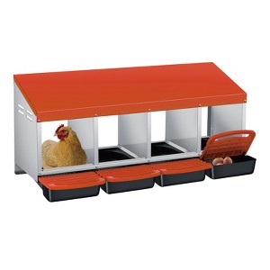 Chicken Nesting Boxes, 4 Compartment Metal Roll Away Nest Box for Chicken and Poultry to Collect Eggs, Chicken Laying Box for Chicken Coop - 1 of 4