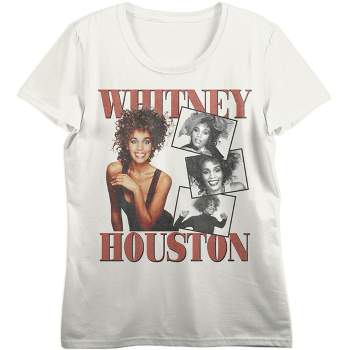 Mens Whitney Houston 90s Photo Screen Print White Graphic Tee Shirt-3x-large  : Target