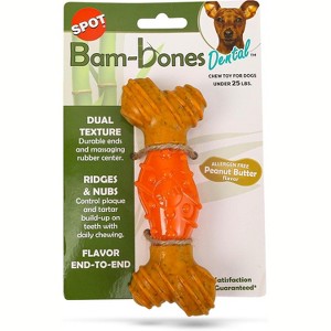 ETHICAL/SPOT Bam-Bone Dental Bone Peanut Butter Flavor Chew Toy - 6" - 1 of 3