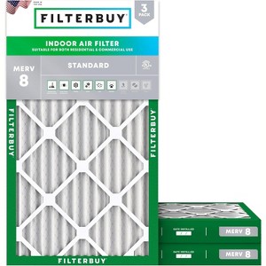 Filterbuy 17.25x29.25x2 Air Filter (3-Pack), Pleated MERV 8 Dust Defense Replacement HVAC AC Furnace Filters (Actual Size: 17.25 x 29.25 x 1.75) - 1 of 4