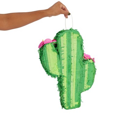 Blue Panda Small Cactus Pinata for Kids Birthday Party, Cinco de Mayo, Mexican Fiesta Party Decorations, 16.5 x 11.5 x 3 In