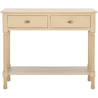 Natural Wood and Metal 2-Drawer Console Table