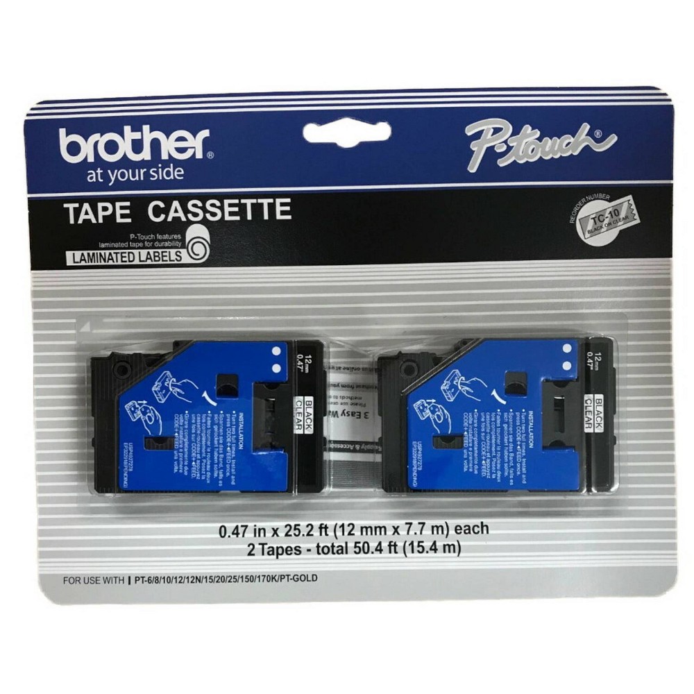 Photos - Other Consumables Brother P-Touch TC Tape Cartridges for P-Touch Labelers - Black : Compatible with TZe Tape, 12mm Width (2 Per Pack)