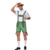 Men's Retro 2-Piece Outfit - Shorts Jumpsuit with Floral Straps and White V Neck Shirt Vintage Costume for Parties - 3 of 4