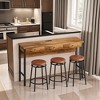 4 Piece Dining Table Set,Counter Height Bar Table Set with 3 Drawers, Kitchen Table and Chairs Set,Console Kitchen Table Set for Kitchen - 2 of 4