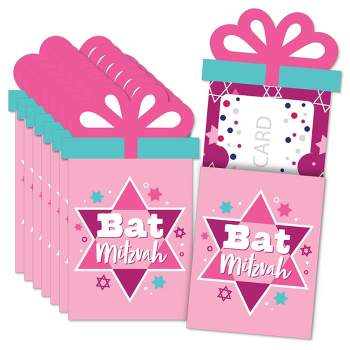 Big Dot of Happiness Pink Bat Mitzvah - Girl Party Money and Gift Card Sleeves - Nifty Gifty Card Holders - Set of 8