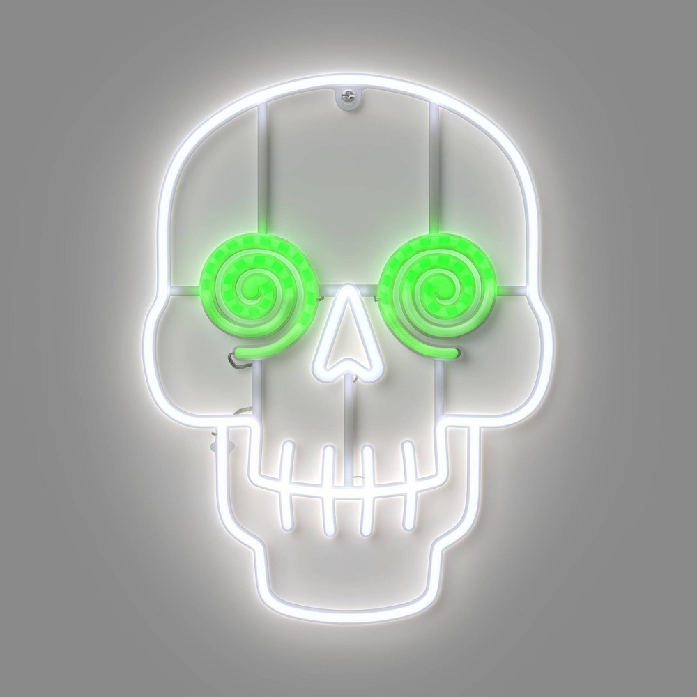 Halloween LED Lit Hanging Animated Faux Neon Skeleton With Swirling Eyes - Hyde and EEK! Boutique™