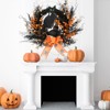 Halloween Wreaths for Front Door, 22 Inch Natural Vines Wreath with Black Cat Rose Owl and Berry, Wreaths for Front Door Home Party Decoration - 4 of 4