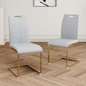 Lyngins Dining Room Side Chairs Set of 2/4/6,Upholstered Chairs with Faux Leather Padded Seat and Gold Metal Legs for Kitchen,Living Room - 1 of 4