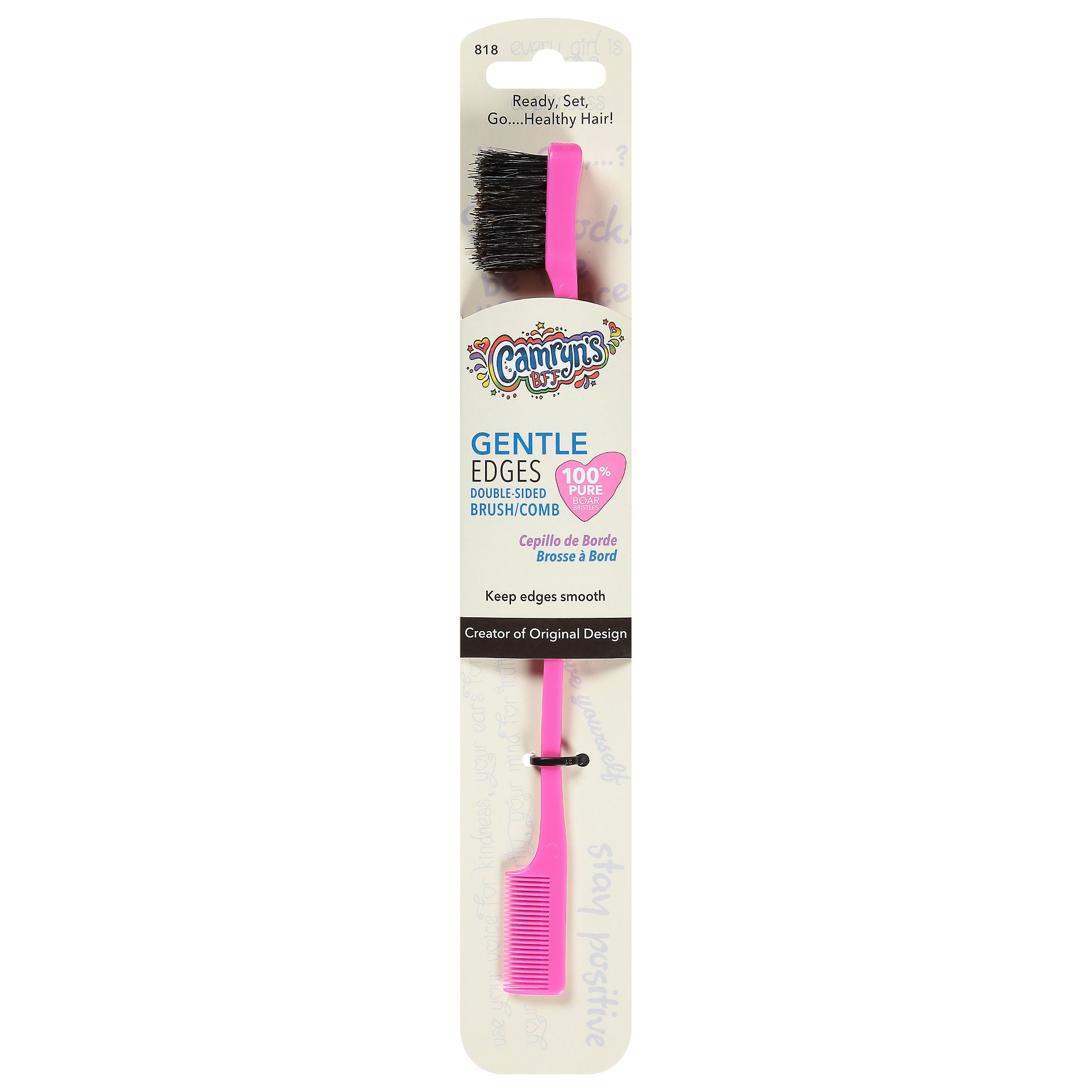 Camryn's BFF Gentle Edges Double-Sided Hair Brush/Comb - Hot Pink