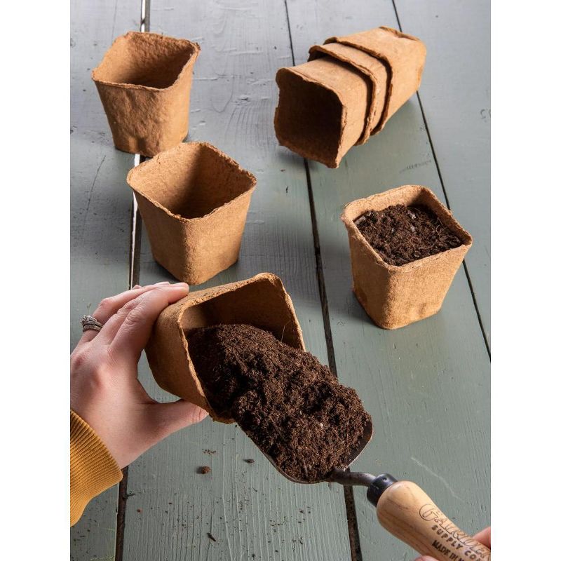 Gardener's Supply Company Biodegradable Square Pots 3-1/2” | Wood Fiber Seed Starting Pots Plant Right into Garden for Easy Outdoor Transplanting- Set, 1 of 4