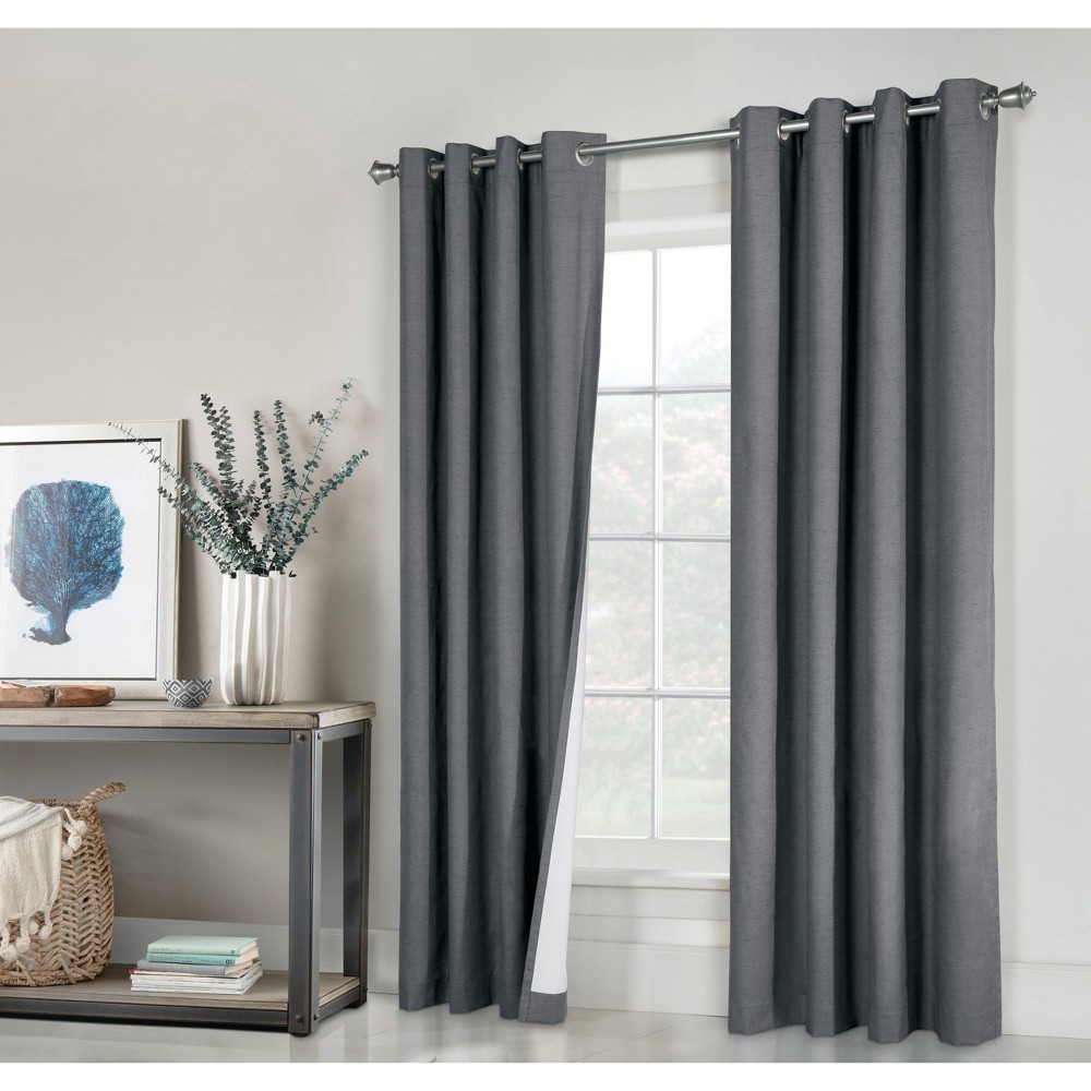 Photos - Curtains & Drapes Set of 2  Suprema Grommet Top Blackout Curtain Panels Gray - Thermaplus(63"x52")