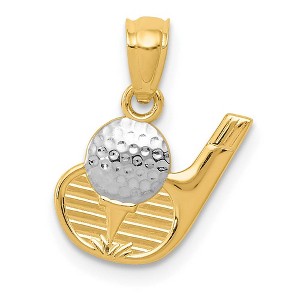 Black Bow Jewelry 14k Yellow Gold and White Rhodium Two Tone Golf Club and Ball Pendant - 1 of 4