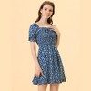 Allegra K Women's Square Neck Puff Sleeve Smocked Floral Ruffled Hem Dress - 2 of 4