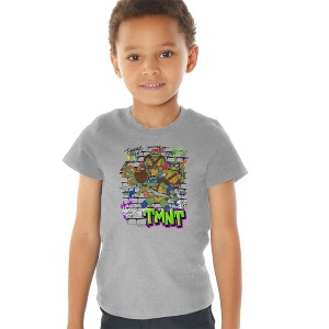 Tales Of The Teenage Mutant Ninja Turtles Poster Brick Wall Kids T Shirt For Toddlers, Athletic Heather - 1 of 4